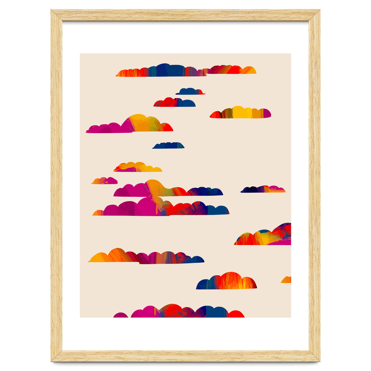 Totem Clouds, Colorful Sky Vibrant Eclectic Bohemian, Abstract Positivity Good Vibes Boho Contemporary Modern Painting