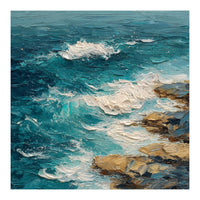Dynamic Coastal Swell with Sculpted Turquoise Waves (Print Only)