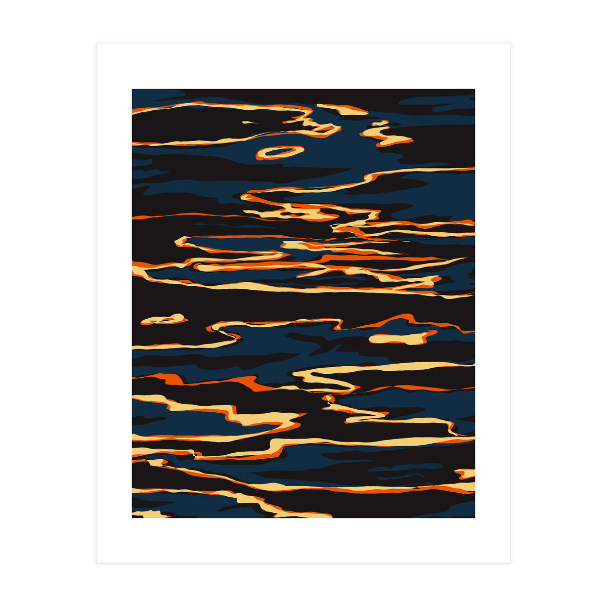 Sunset Reflection, Positivity Hope Growth Optimism Mindset, Nature Marble Dark Ocean (Print Only)