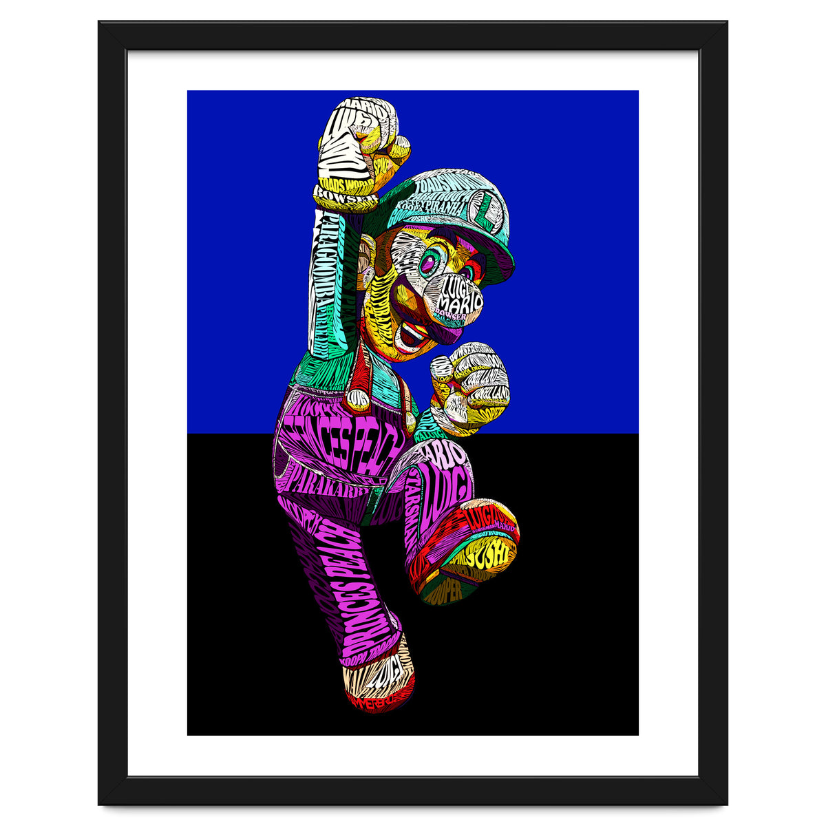 Mario Luigi Typo Style Cartoon Pop Art