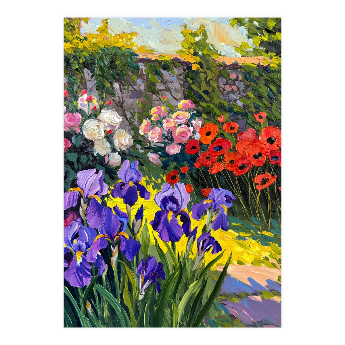 Sun-Drenched Secret Garden Oil Painting (Print Only)