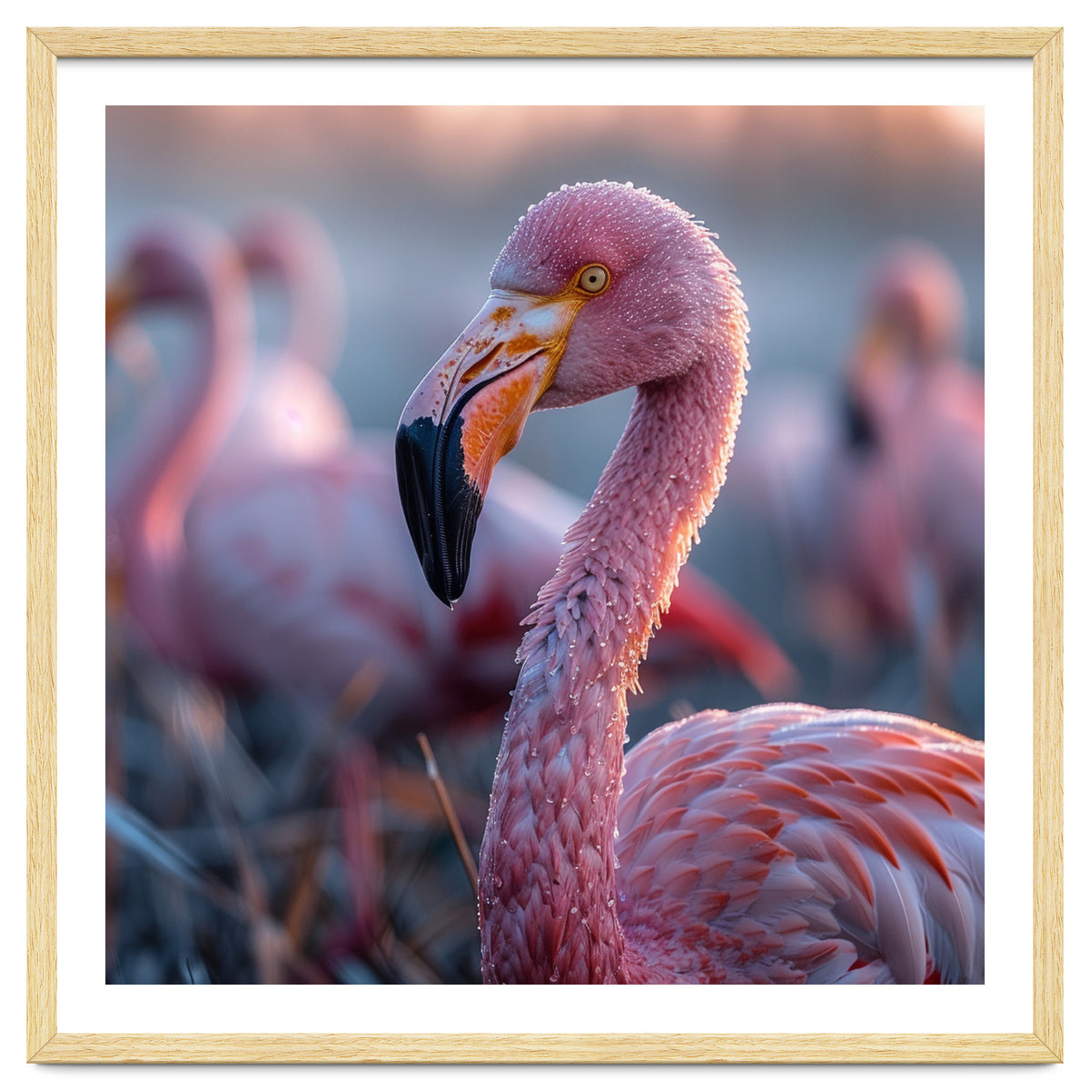Close Up Of A Pink Flamingo Bird In Natural Light