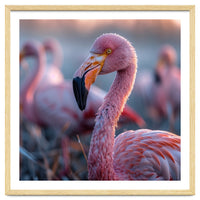 Close Up Of A Pink Flamingo Bird In Natural Light
