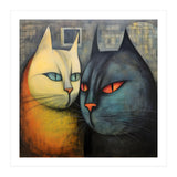 FURRY FRIENDS: GOLDIE AND CHARCOAL, lively duo of animated cats – green eyes, orange eyes. Whiskers charm. (Print Only) thumbnail