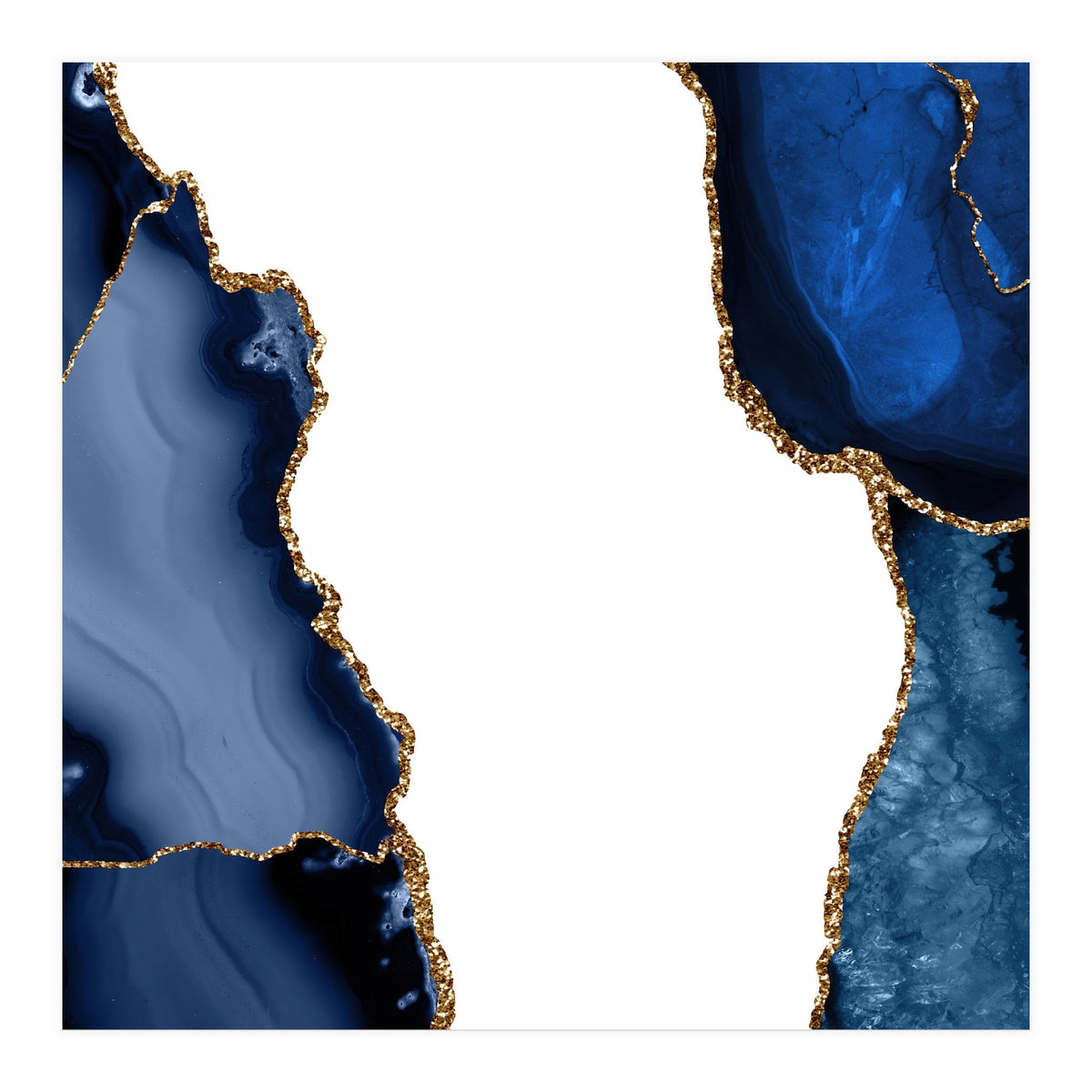 Navy & Gold Agate Texture 29  (Print Only)