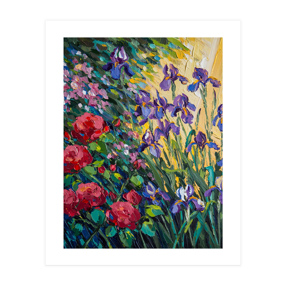 Expressive Heavy Impasto Floral Oil Painting  (Print Only)