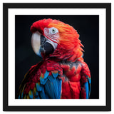 Scarlet Macaw Parrot Detailed Feather Close Up Portrait thumbnail