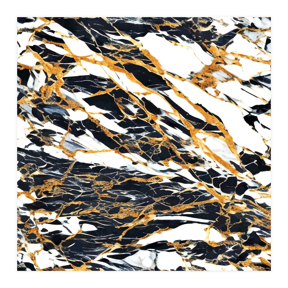 Painted Black Gold & White Marble, Luxe Exotic Eclectic Texture Pattern, Precious Stones Painting (Print Only)