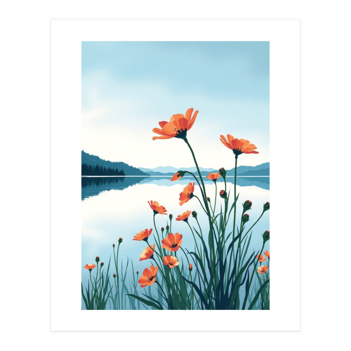 Flower And Lake (Print Only)