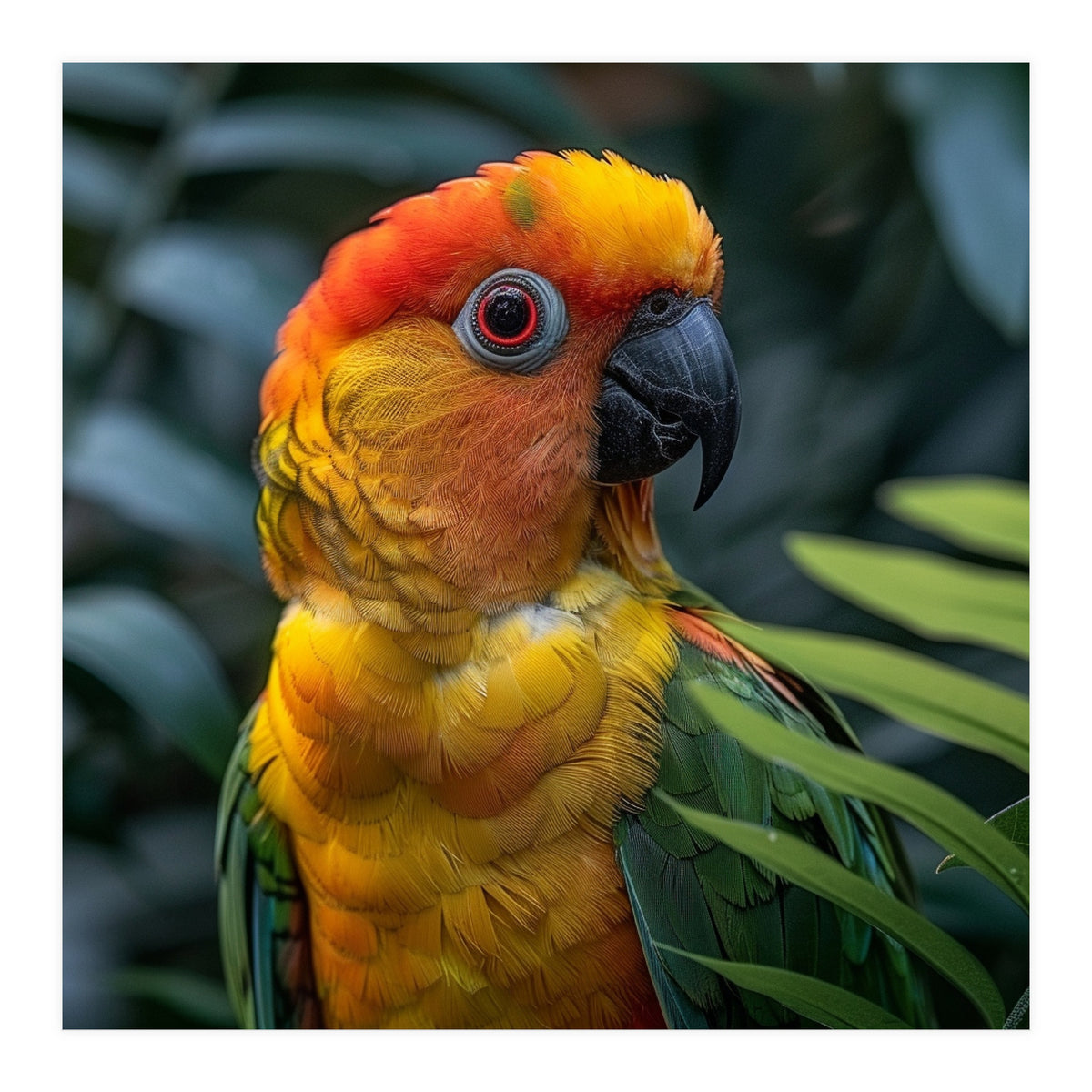 Close Up Of A Colorful Sun Conure Parrot (Print Only)