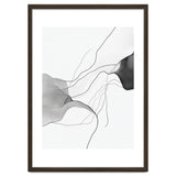 Abstract Black And White Flowing Lines And Shapes On White Background thumbnail