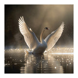 Graceful Swan Spreading Wings On Sparkling Water (Print Only) thumbnail