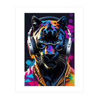 Panther In Headphones And Glasses (Print Only)