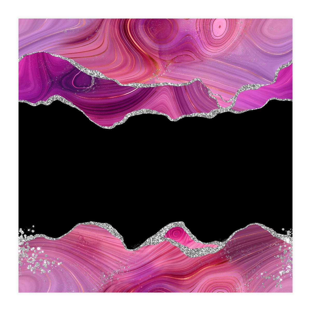 Magenta & Silver Agate Texture 03  (Print Only)