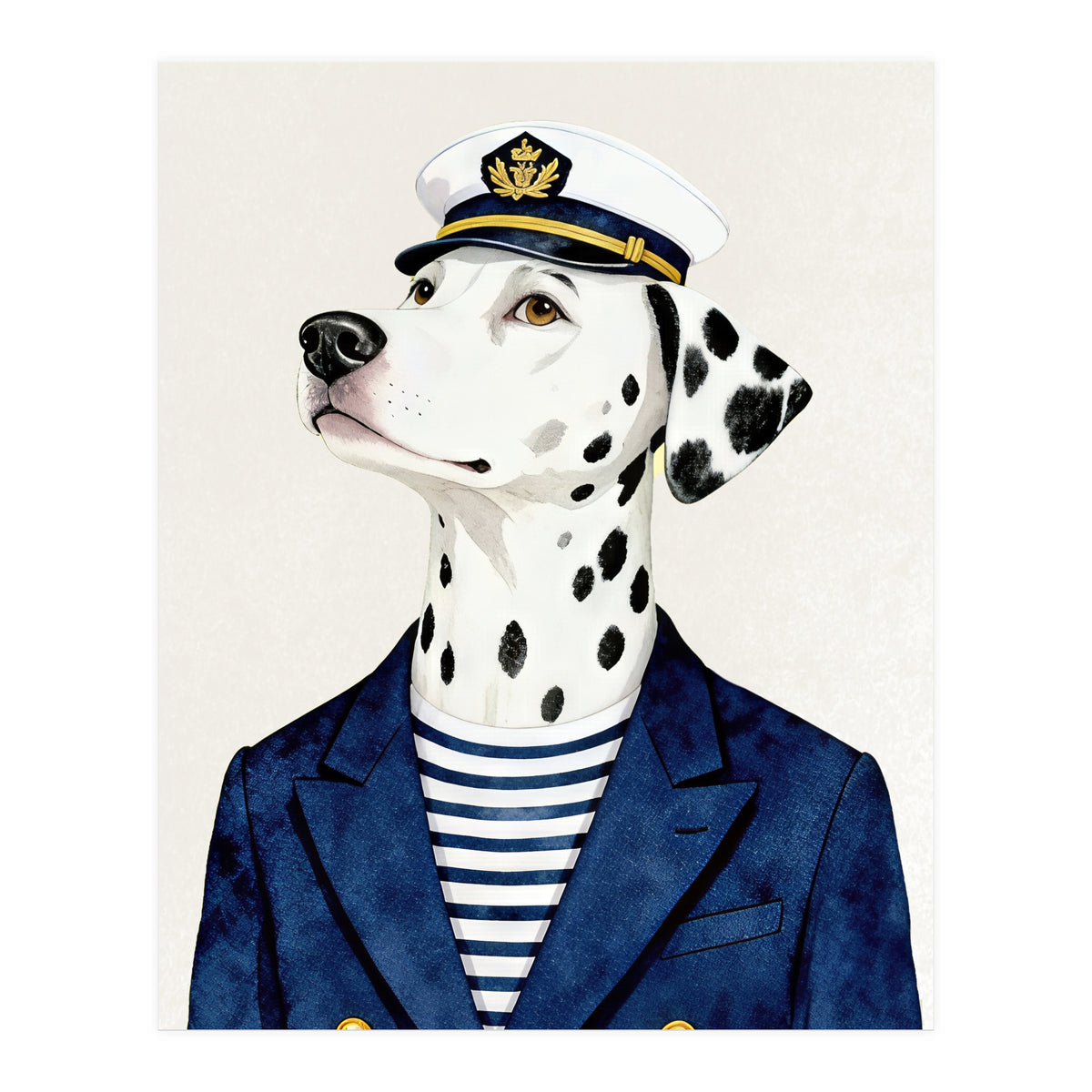 Dalmatian dog As captain (Print Only)