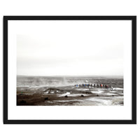 Tourists looking at the geyser - Iceland