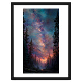 Magical Milky Way Night Sky over Pine Forest Silhouette Art thumbnail