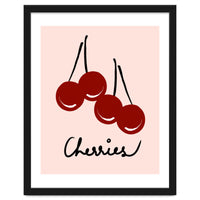 Cherries modern simple minimalistic red cute Fruit wall art