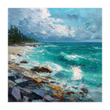 Coastal Turquoise Shoreline with Crashing Ocean Waves (Print Only) thumbnail
