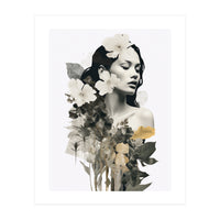 Collage Of A Woman And Flowers   (Print Only)