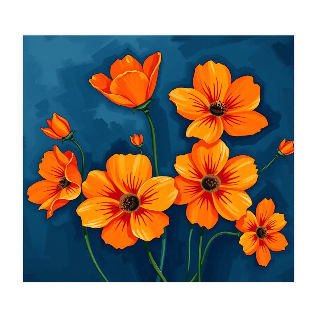 Orange Blue Flower (Print Only)
