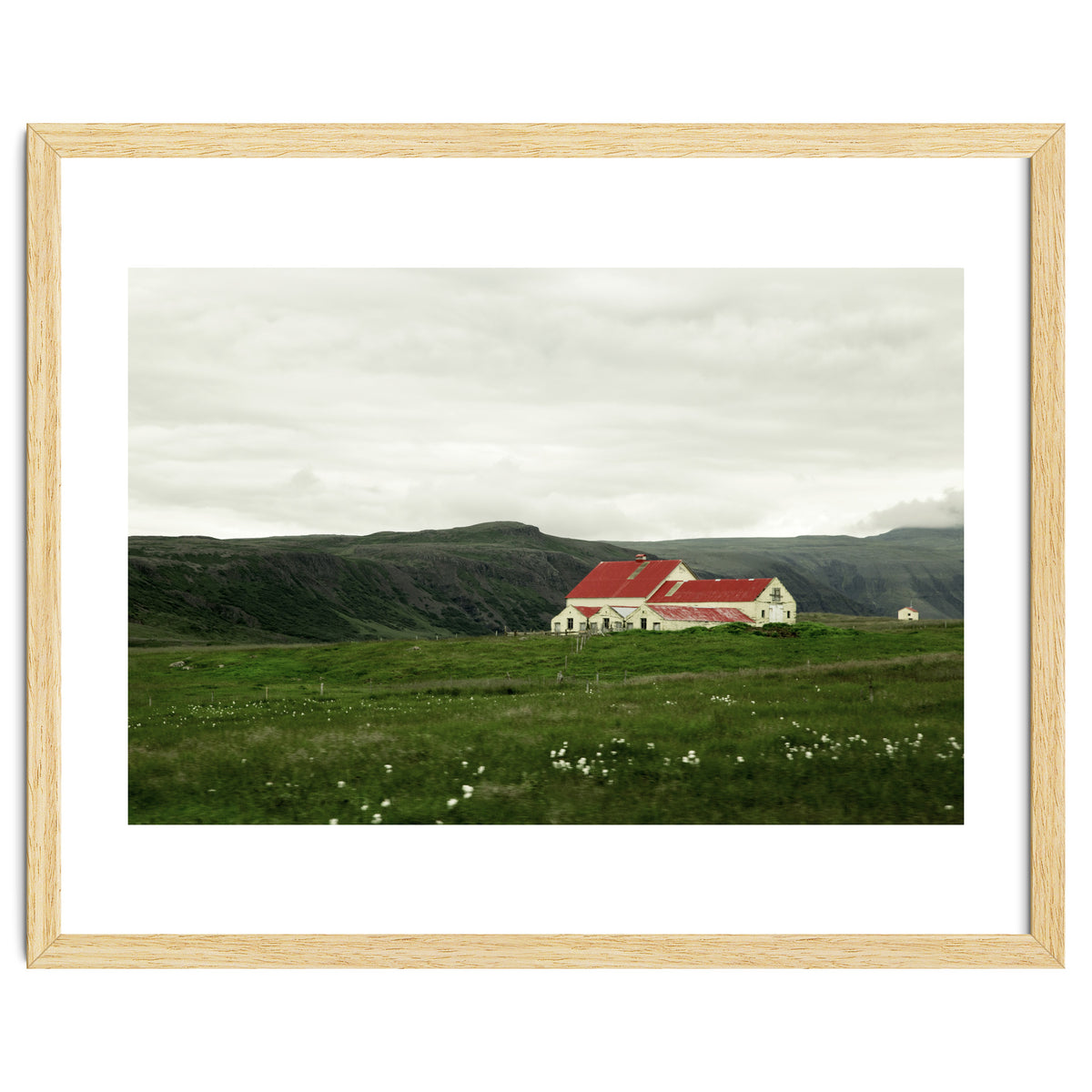 Red roof house in the greenfield - Iceland