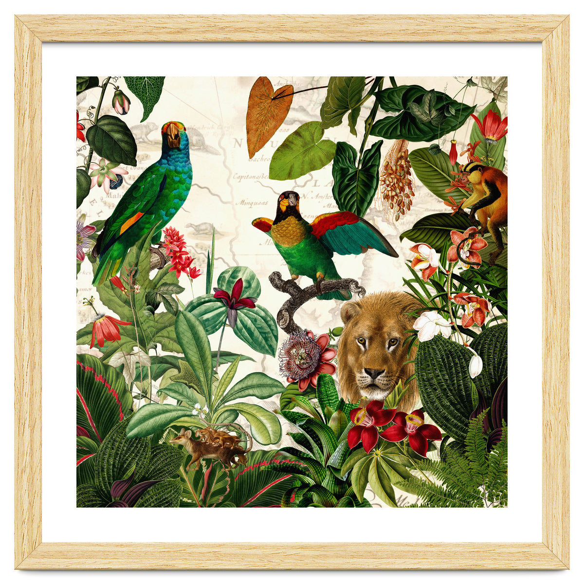 Exotic Lush Jungle And Wild Animals Landscape