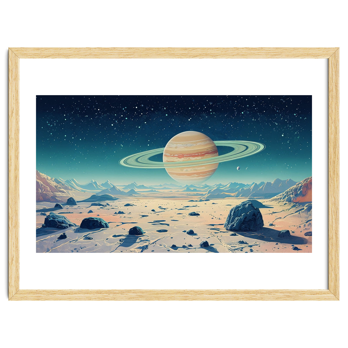 Alien Horizon: Saturn-Inspired Planetary Landscape