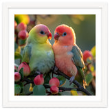 Lovebirds Couple Sitting On A Branch With Berries thumbnail