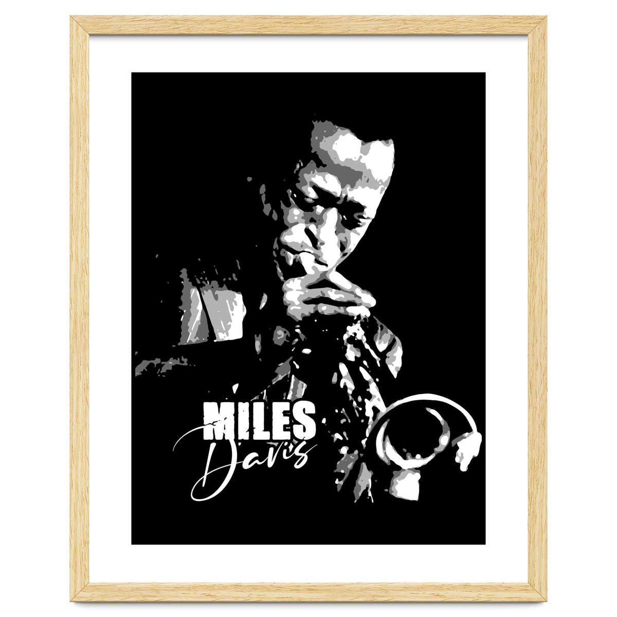 Miles Davis American Jazz Trumpeter in Grayscale