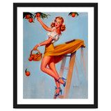 Pinup Sexy Woman Picking Oranges On A Tree Branch thumbnail