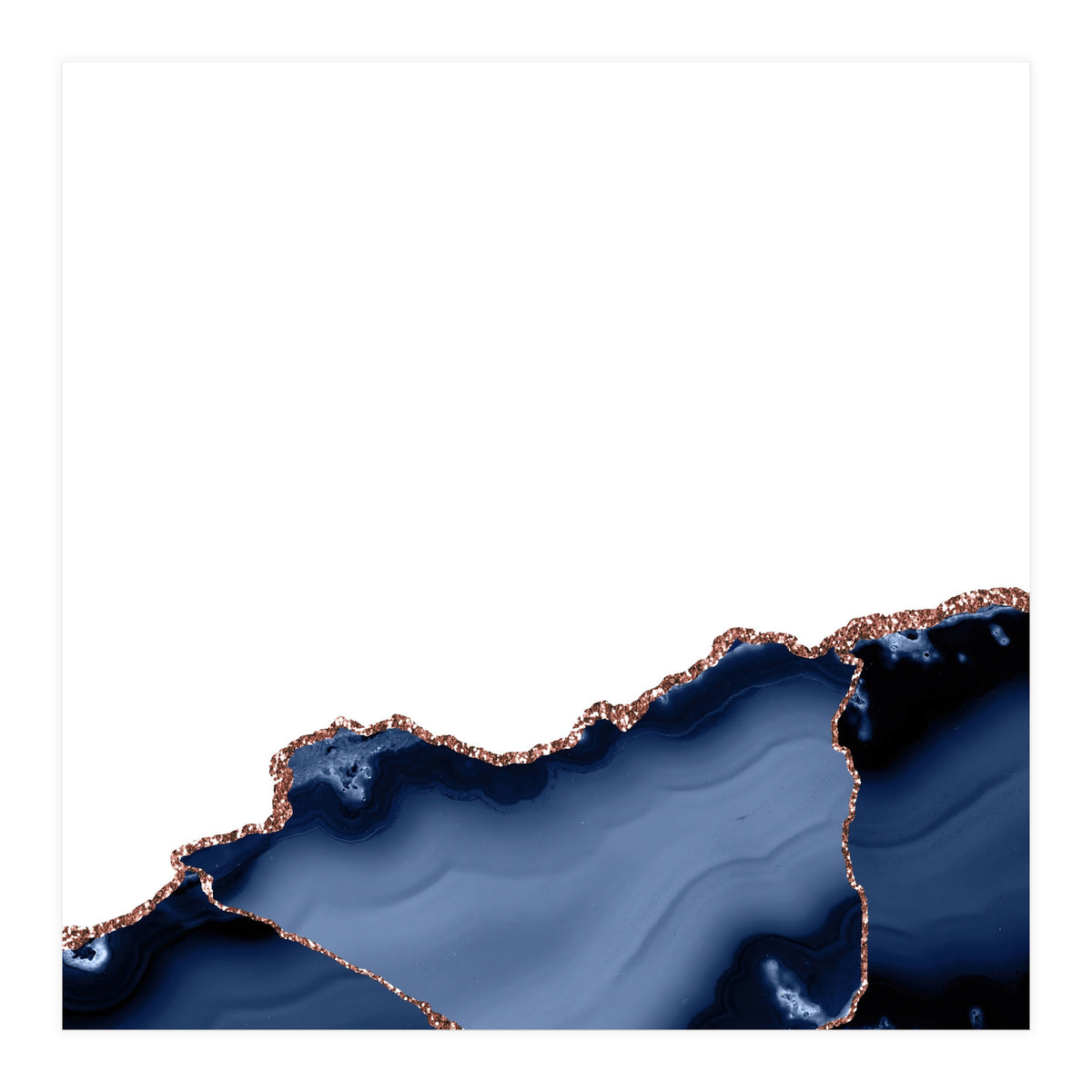 Navy & Rose Gold Agate Texture 23 (Print Only)