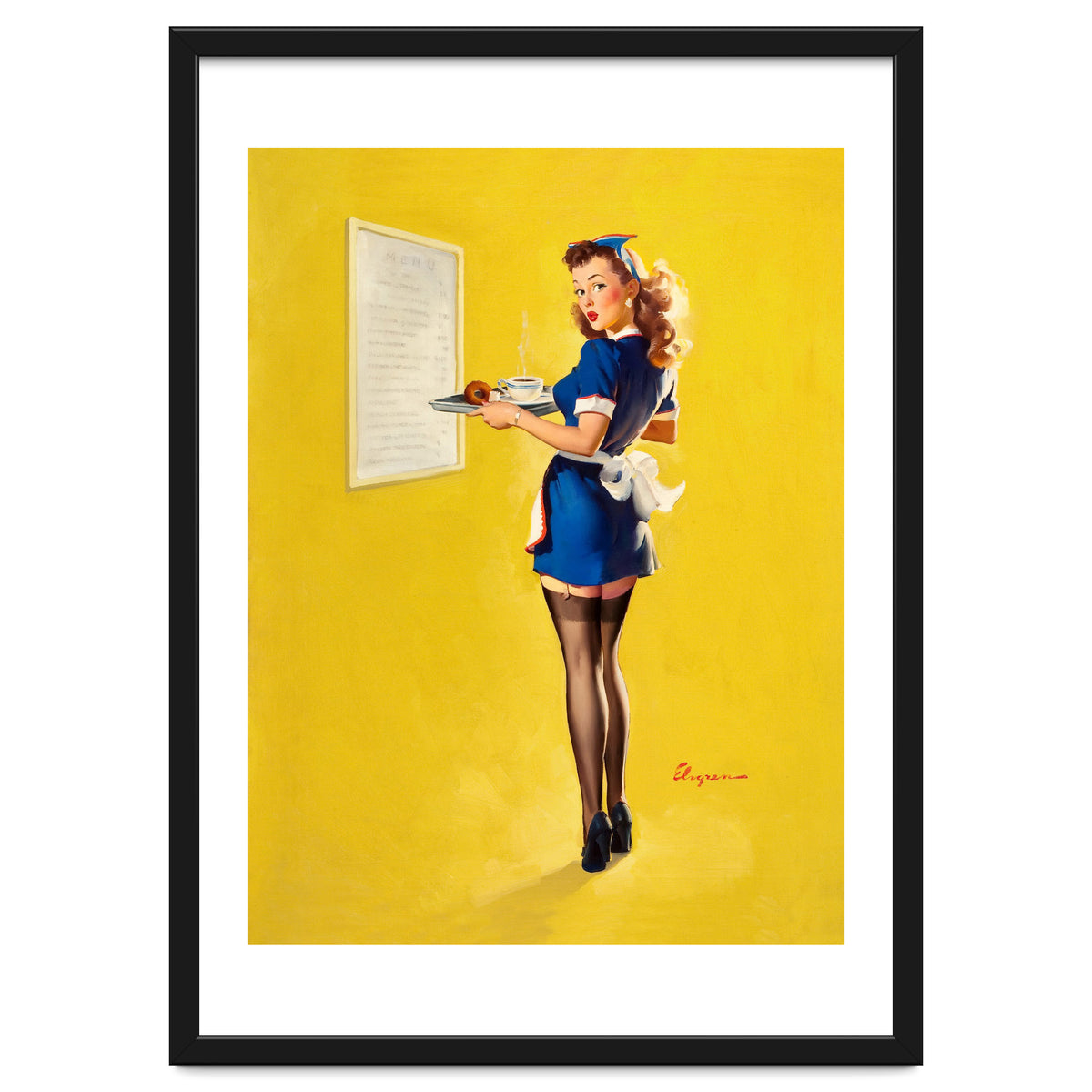 Pinup Sexy Waitress Looking Back