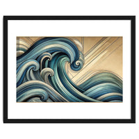 Art Deco Blue Ocean Waves