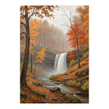 Serene Autumn Waterfall in Misty Forest (Print Only) thumbnail