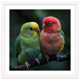 Two Lovebirds Sitting Together On A Branch thumbnail