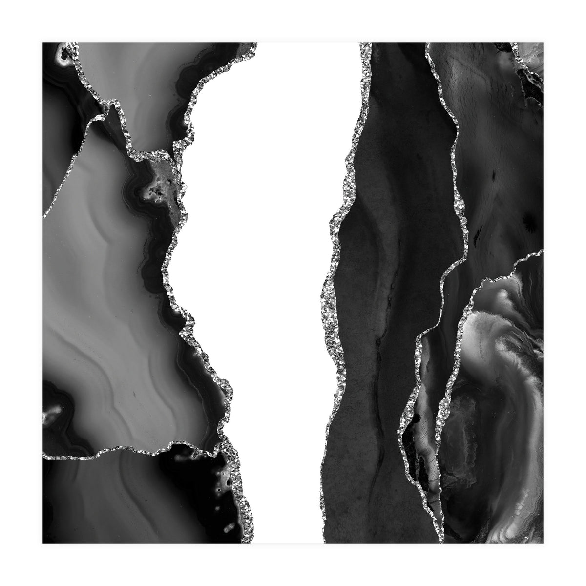 Black & Silver Agate Texture 07 (Print Only)