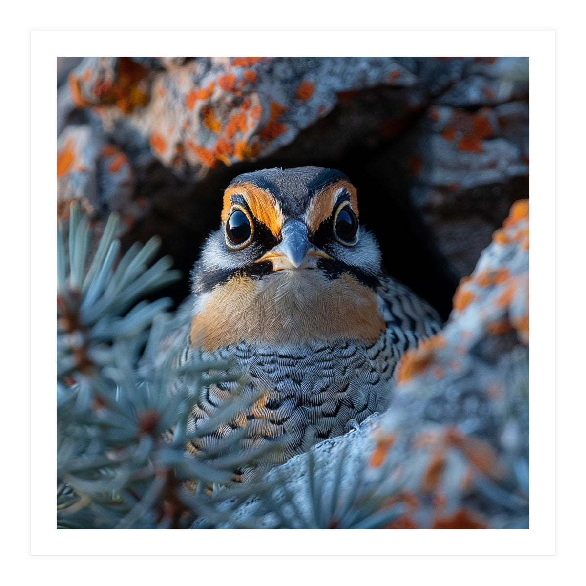Close Up Falcon Eye Detail In Nest (Print Only)