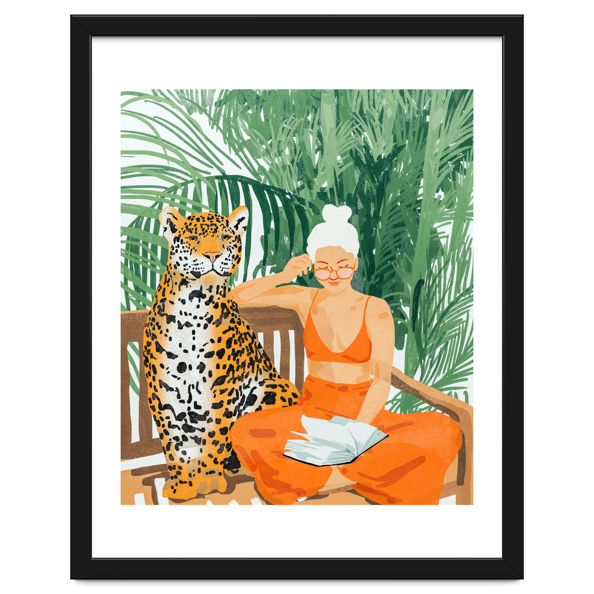 Jungle Vacay | Modern Bohemian Blonde Woman Tropical Travel | Leopard Wildlife Forest Reader