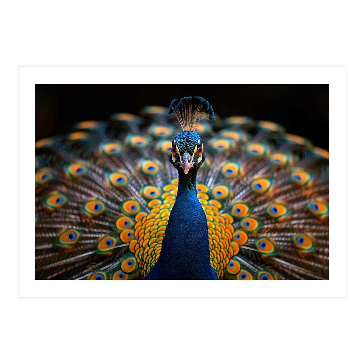 Close Up Peacock Displaying Its Feathers (Print Only)