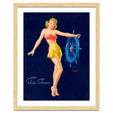 Pinup Girl Is Posing With A Steering Wheel thumbnail