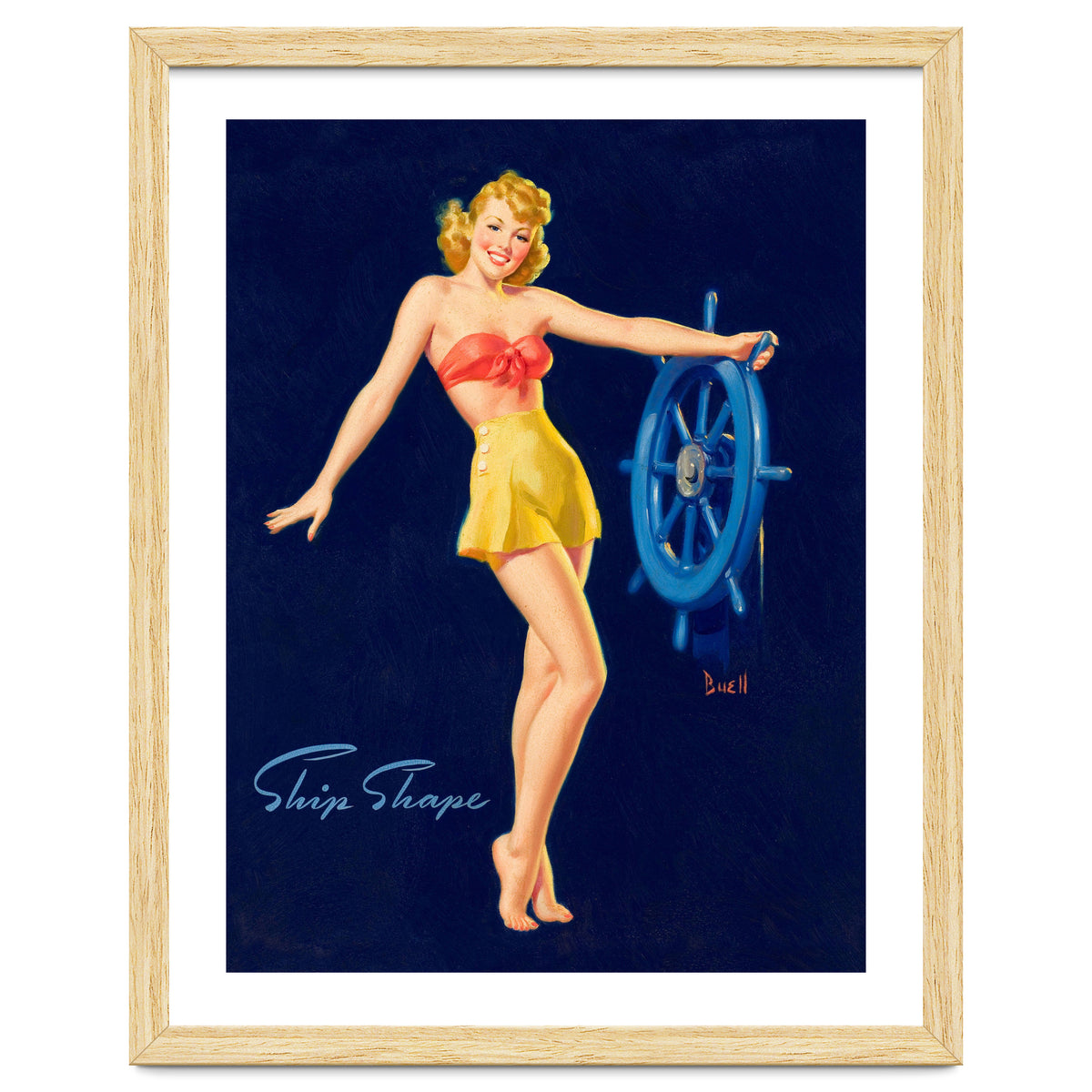 Pinup Girl Is Posing With A Steering Wheel