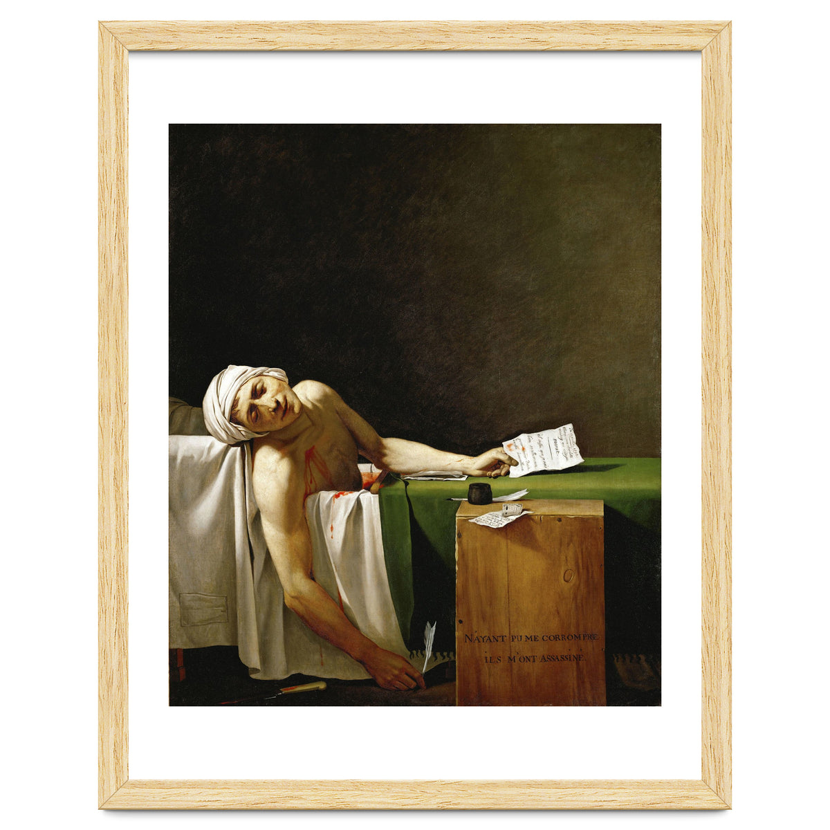 Jean Paul Marat, dead in his bathtub, assassinated by Charlotte Corday in 1793. JACQUES LOUIS DAVID.