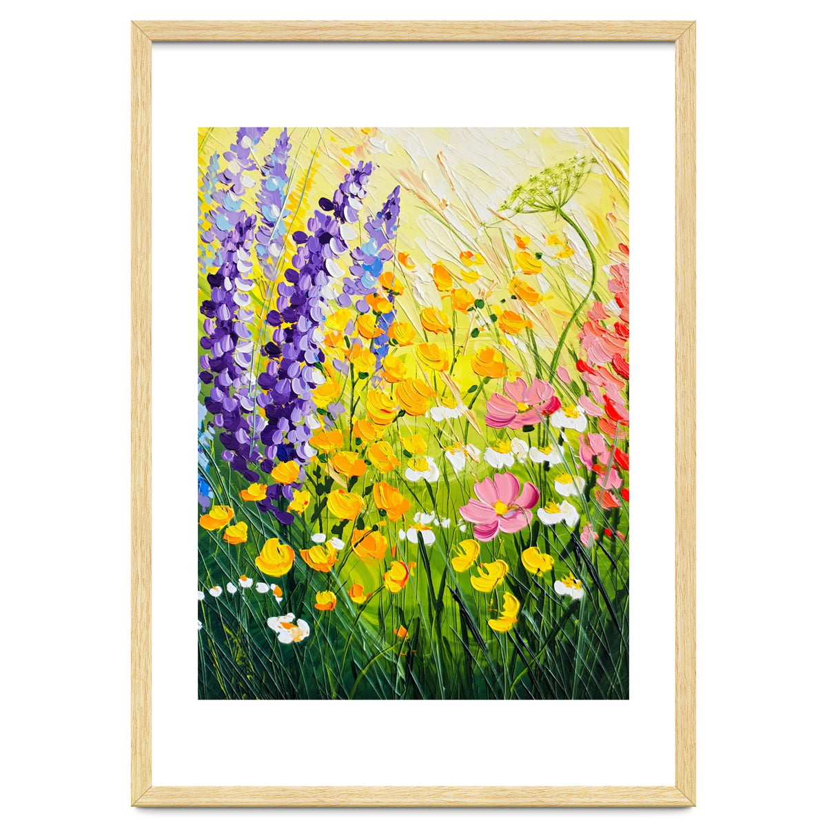 Sun-Drenched Wildflower Meadow Oil Painting