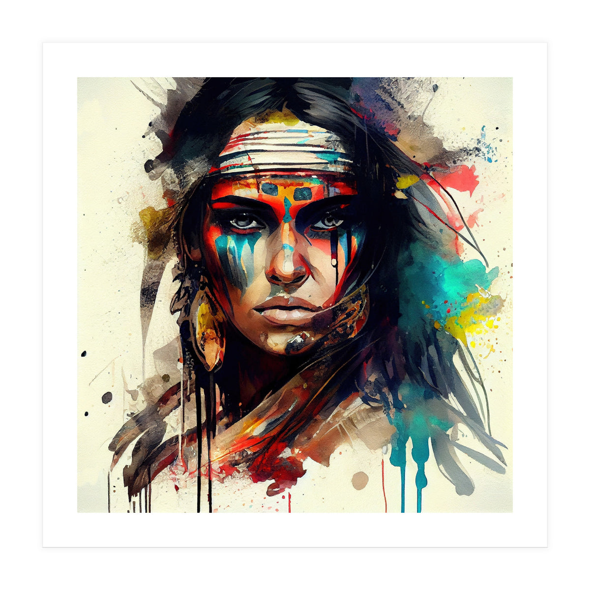 Powerful American Native Woman #2 (Print Only)