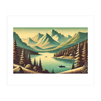 Vintage Alpine Lake Poster (Print Only)