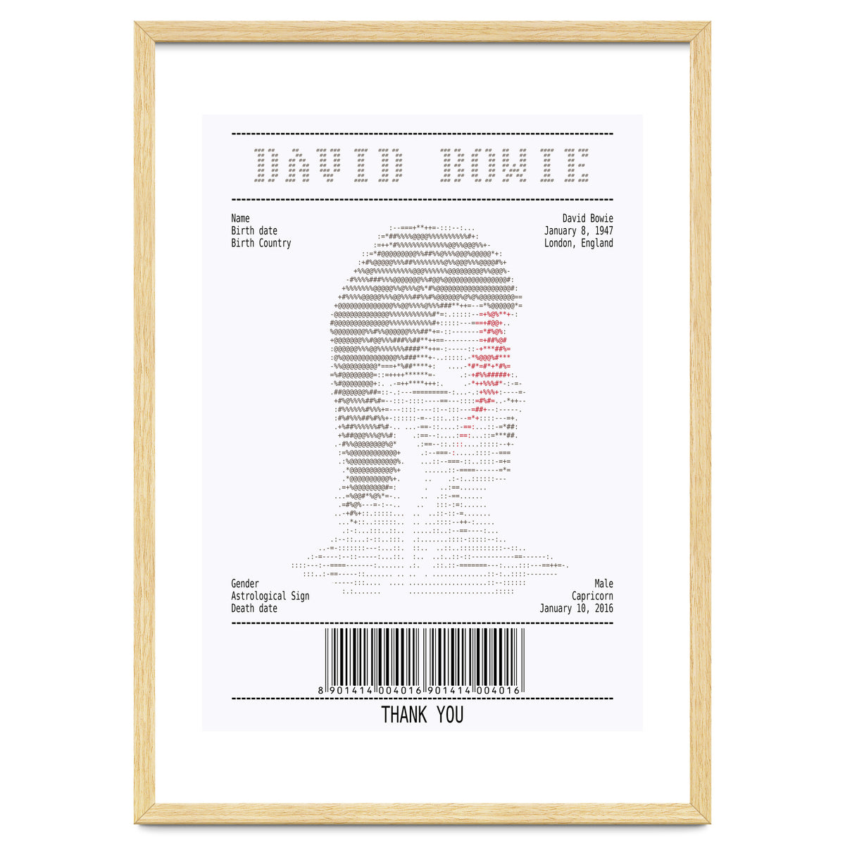 Receipt Art David Bowie
