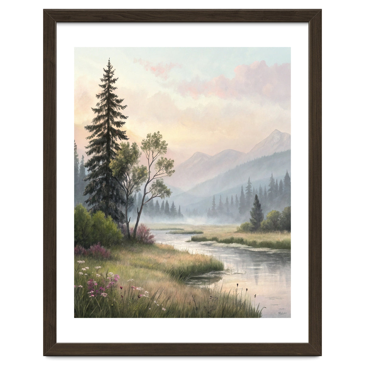 Dreamy Alpine Valley Landscape Painting