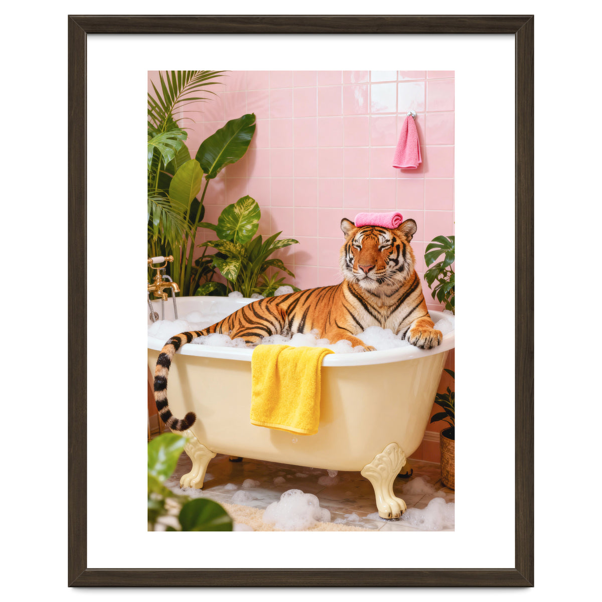 Leopard in Bathtub, Surreal Bathroom Scene