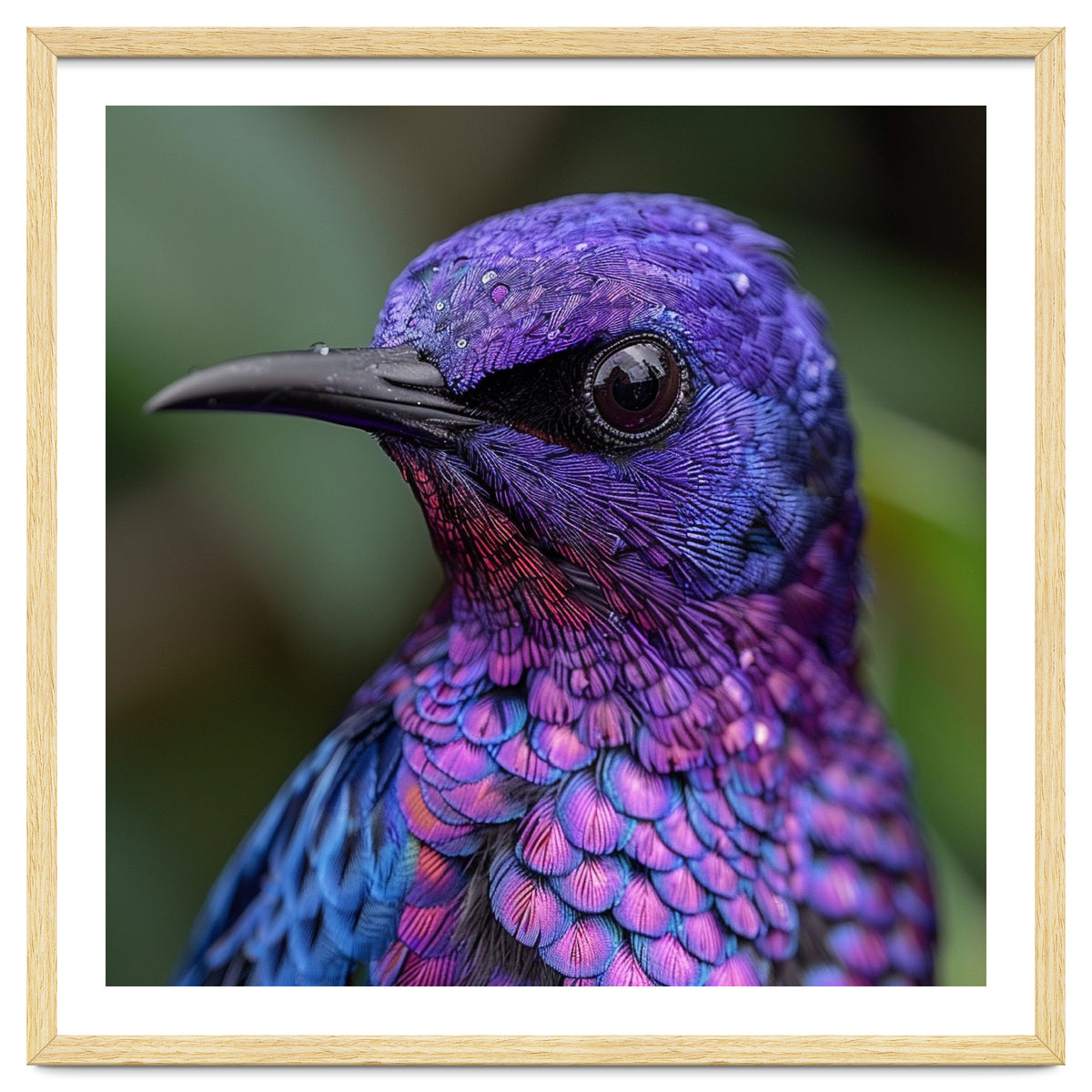 Vibrant Purple Bird With Water Droplets